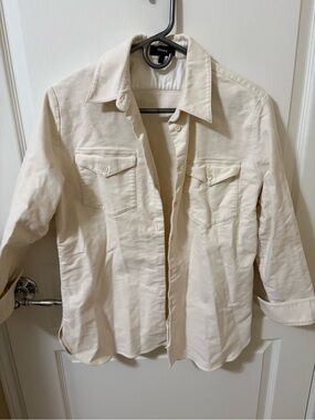 Theory Cream Button-Up Shirt Jacket